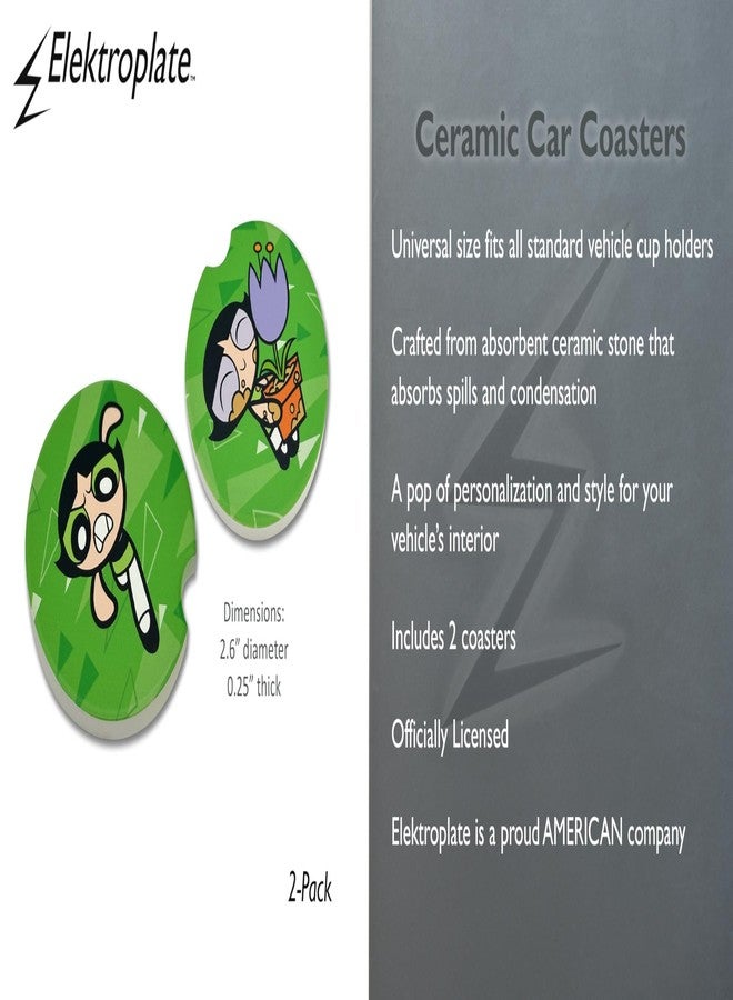 Elektroplate قواعد أكواب سيراميك للسيارات من إليكتروبليت، مرخصة رسميًا، بتصميم باتركاب من فتيات القوة (قطر 2.6 بوصة) | مناسبة لجميع أنواع السيارات والشاحنات وسيارات الدفع الرباعي وغيرها | ماصة للماء، مانعة للانزلاق، متينة | طقم من قطعتين - Image 3